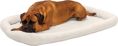 Furhaven Dog Bed for Extra Small Dogs & Indoor Cats, 100% Washable, Sized to Fit Crates - Sherpa Fleece Bolster Crate Pad - Gray, Extra Small in Kuwait