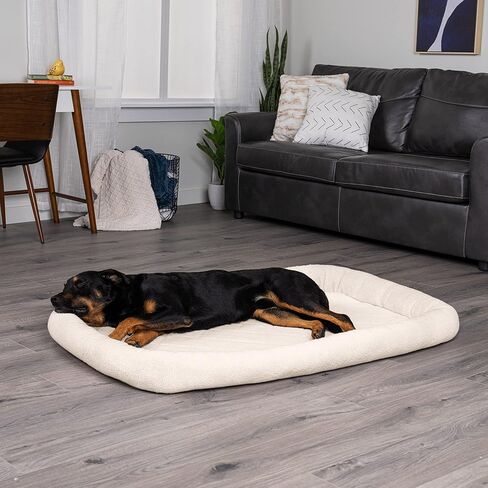 Furhaven Dog Bed for Extra Small Dogs & Indoor Cats, 100% Washable, Sized to Fit Crates - Sherpa Fleece Bolster Crate Pad - Gray, Extra Small in Kuwait