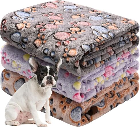 بطانيات كلب Awaytail للكلاب المتوسطة، بطانيات جرو للأريكة، بطانيات للحيوانات الأليفة لغطاء سرير الكلاب، بطانية قطط، بطانيات صوف ناعمة للكلاب والقطط، 76.2 سم × 50.8 سم (أسمر + أرجواني + بني، 3 عبوات) in Kuwait