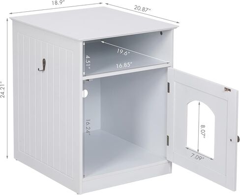 Spirich Home Cat Litter Box Enclosure, Hidden Litter Box Furniture Cabinet, Indoor Cat House Side Table, Large Pet Crate Nightstand, Kitty Litter Box Loo Washroom (White) in Saudi Arabia