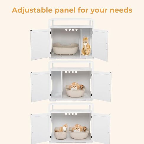 VINGLI حاوية صندوق الفضلات، أثاث صندوق فضلات القطط المخفي، حاوية صندوق الفضلات مع أرفف، خزانة صندوق الفضلات مع مقسم للقطط الكبيرة، حاوية صندوق فضلات القطط مع أبواب، أثاث حاوية القمامة in Kuwait