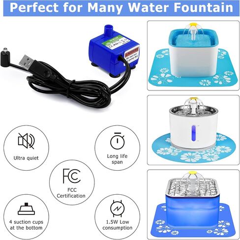 Beewarm Replacement Pump for 84oz/2.5L Cat Water Fountain Pet Fountain Ultra Quiet Long Life Span 6ft USB Power Cable DIY (Water Pump) in Saudi Arabia