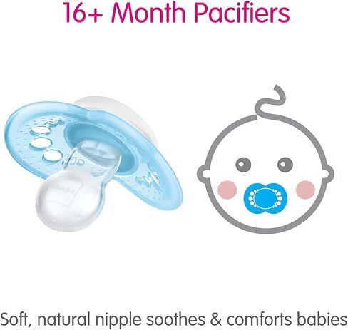 MAM Day & Night Pacifier Value Pack (1 Day & 2 Night Pacifiers) & Baby Pacifier 6+ Months, Best for Breastfed Babies, ‘Crystal' Design Collection, Boy, 2 Count in Kuwait