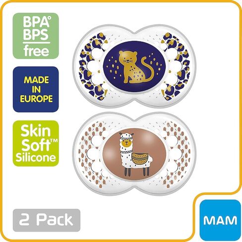 MAM Day & Night Pacifier Value Pack (1 Day & 2 Night Pacifiers) & Baby Pacifier 6+ Months, Best for Breastfed Babies, ‘Crystal' Design Collection, Boy, 2 Count in Kuwait