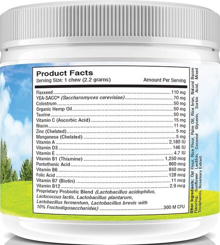 15-in-1 Dog Vitamins - Chewable Multivitamins for Dogs with Probiotics, Hemp and Omega - Hip & Joint Supplements, Immune Support and Healthy Dog Skin - 120 Soft Chews Treats by Amate Pets in Kuwait