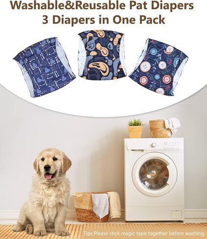 أربطة بطن للرجال قابلة للغسل من TDIAPERS، 3 عبوات من حفاضات الكلاب الفاخرة للرجال، حفاضات للكلاب قابلة لإعادة الاستخدام، مقاس XX-Large in Kuwait