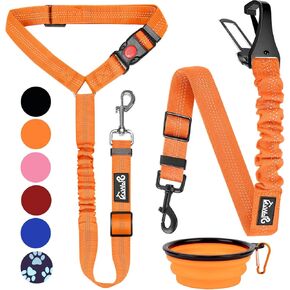 Lukovee Dog Seatbelt Leash for Cars, 2 Pack Pet Safety Car Seat Belt with Adjustable Buckle & Reflective Bungee, Connect Dog Harness in Vehicle Car Dogs Restraint Travel Daily Use (Pink)