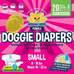 Bodhi Dog Disposable Female Dog Diapers | Super Absorbent Leak-Proof Fit | Premium Adjustable Dog Diapers with Moisture Control & Wetness Indicator | 20 Count Extra Small Size.