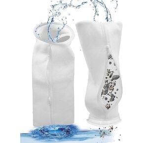 اكياس فلتر حوض السمك - جوارب فلتر حوض السمك 4 × 14 انش بتصميم سحاب - سهلة التنظيف وعالية الجودة 200 ميكرون - ملحقات حوض السمك للمياه المالحة / المياه العذبة عبوة من قطعتين in Kuwait