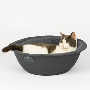 Hepper Cat Nest - Washable Cat Bed with Removable Fluffy Fleece Liner - Cozy Comfy Calming Bed Round Shape - Cat Warming Bed - Donut Bed Desk Ready - Small Bed for Indoor Cats (Grey/Grey) in Saudi Arabia