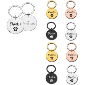 سخونة! علامات تعريف الحيوانات الأليفة المحفورة مجانًا، ملحقات مخصصة طوق كلب أليف، علامات اسم الكلاب الشخصية، علامات تعريف لمكافحة فقدان القط والكلب والجرو (S 20.00 × 20.00 مم، ذهبي) in Kuwait