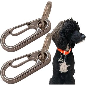 2-Pack Dog Tag Clip for Collars - Switch Dog Tags with Ease - Dog Tag Holder for Pet Collar - Heavy Duty Carabiner Quick Release Clip (Silver) in Kuwait