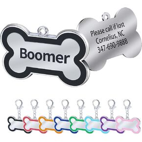 Personalized Engraving Pet ID Tags Small or Large Dog Tags Engraved Both Sides Bone Shape Cat Tag Customized Name Pink Black Purple Red Blue Gift for Pets