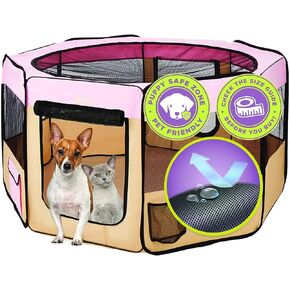 Zampa Dog Playpen Medium 45"x45"x24" Pop Up Portable Playpen for Dogs and Cat, Foldable | Indoor/Outdoor Pen & Travel Pet Carrier + Carrying Case.