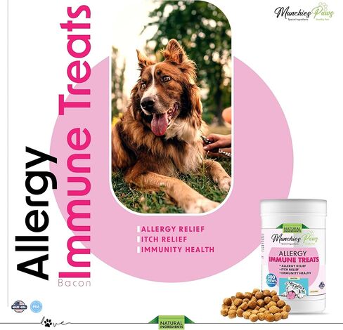 Munchies Paws 300 Chews - مكمل مناعي للكلاب مع أوميغا 3 - علاج حكة الكلاب مع زيت سمك السلمون في ألاسكا، البروبيوتيك - يهدئ الحساسية، حكة الجلد، البقع الساخنة - صفر مواد حافظة - لحم مقدد in Kuwait