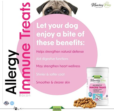 Munchies Paws 300 Chews - مكمل مناعي للكلاب مع أوميغا 3 - علاج حكة الكلاب مع زيت سمك السلمون في ألاسكا، البروبيوتيك - يهدئ الحساسية، حكة الجلد، البقع الساخنة - صفر مواد حافظة - لحم مقدد in Kuwait