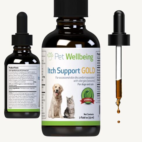Pet Wellbeing - Itch Support Gold for Dogs - Natural Support for Itchy Skin Due to Allergies in Canines - 2 oz (59ml) in Saudi Arabia