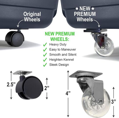 SportPet Designs Plastic Kennels Rolling Plastic Wire Door Travel Dog Crate - Medium, Gray (CM-2001-CS01) in Kuwait