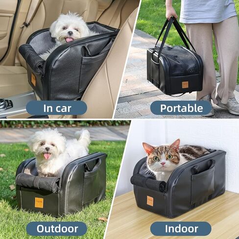مستلزمات الحيوانات الأليفة لمقعد السيارة للكلاب من KIKIIKE، مقعد سيارة للكلاب مع مقبض حمل محمول وجيب جانبي وحبال أمان، مع غطاء شبكي قابل للتنفس، تحول إلى قفص سفر للكلاب، مقعد سيارة معزز للكلاب الصغيرة والقطط in Kuwait