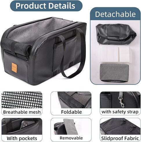 مستلزمات الحيوانات الأليفة لمقعد السيارة للكلاب من KIKIIKE، مقعد سيارة للكلاب مع مقبض حمل محمول وجيب جانبي وحبال أمان، مع غطاء شبكي قابل للتنفس، تحول إلى قفص سفر للكلاب، مقعد سيارة معزز للكلاب الصغيرة والقطط in Kuwait