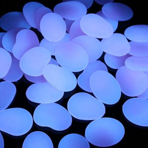 Glow in The Dark Stones,Glow Pebbles,Garden Pebbles,Glow Gravel Rocks Decorative Pebbles Stones for Aquarium Fish Tank Garden Gift Decoration (Flake Shape, 44pcs,315g/11.11oz/0.69lb) (Purple) in Kuwait