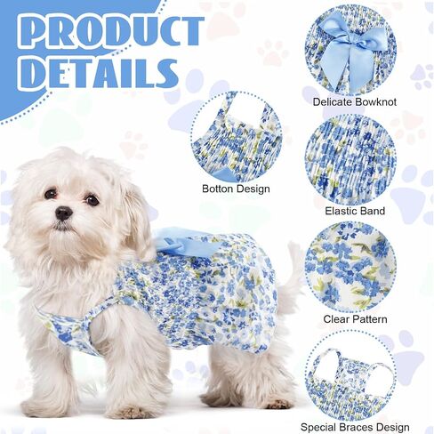 Sanwuta 8 Pieces Dog Dress Bowknot Dog Dresses Girl Dog Clothes Dog Outfits for Small Dogs Puppy Princess Dresses for Dogs Soft Lightweight Summer Fruit Floral Pattern Pet Skirts for Girl Dog (Small) in Saudi Arabia