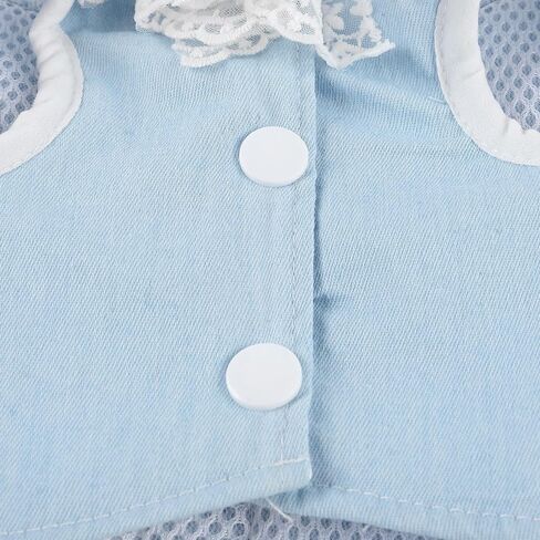 Dog Denim Dress with Leash Ring, Puppy Bowknot Lace Mesh Princess Skirt for Small Pet Fashion Clothes(Light Blue,X-Small) in Kuwait