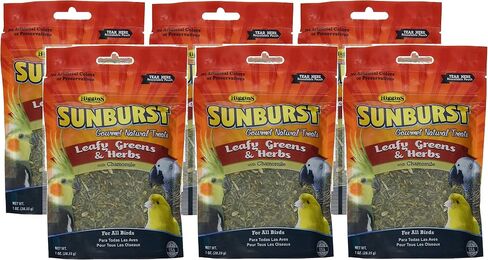 Higgins 6 Pack of Sunburst Leafy Greens & Herbs Gourmet Treats for All Birds, 1 Ounce Per Pack in Saudi Arabia