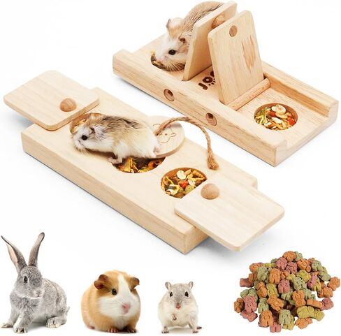 Rubor Guinea Pig Foraging Toys, Hamster Wooden Enrichment Foraging Toy, Rabbit Interactive Hide Treats Puzzle Snuffle Game, Mental Treat Dispenser for Hamster, Guinea Pig, Bunny, Chinchilla in Saudi Arabia