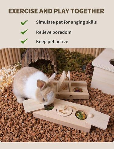Rubor Guinea Pig Foraging Toys, Hamster Wooden Enrichment Foraging Toy, Rabbit Interactive Hide Treats Puzzle Snuffle Game, Mental Treat Dispenser for Hamster, Guinea Pig, Bunny, Chinchilla in Saudi Arabia