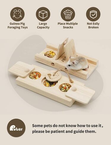 Rubor Guinea Pig Foraging Toys, Hamster Wooden Enrichment Foraging Toy, Rabbit Interactive Hide Treats Puzzle Snuffle Game, Mental Treat Dispenser for Hamster, Guinea Pig, Bunny, Chinchilla in Saudi Arabia