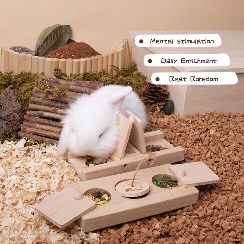 Rubor Guinea Pig Foraging Toys, Hamster Wooden Enrichment Foraging Toy, Rabbit Interactive Hide Treats Puzzle Snuffle Game, Mental Treat Dispenser for Hamster, Guinea Pig, Bunny, Chinchilla in Saudi Arabia