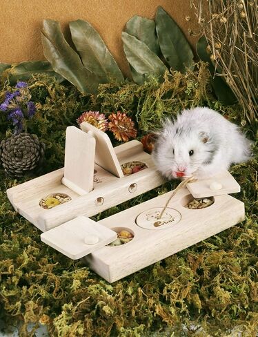 Rubor Guinea Pig Foraging Toys, Hamster Wooden Enrichment Foraging Toy, Rabbit Interactive Hide Treats Puzzle Snuffle Game, Mental Treat Dispenser for Hamster, Guinea Pig, Bunny, Chinchilla in Saudi Arabia