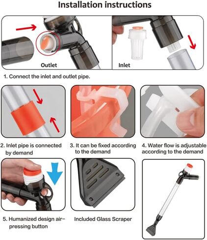 Meiyiu Aquarium Gravel Cleaner,Quick Water Changer with Air-Pressing Button,Fish Tank Sand Cleaner Kits Algae Scrapers Set in Saudi Arabia
