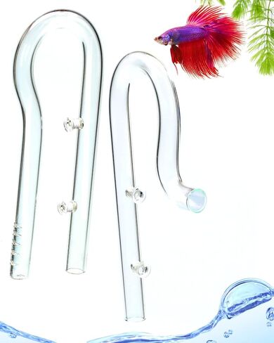 Aquarium Mini Glass Lily Pipe Bar Kit Inflow & Outflow for 12mm Tube Canister Filter - Elegant Design & Perfect Size for Small Fish Tank Filter Accessories, 5 10 15 20 Gallon Fish Tank in Saudi Arabia