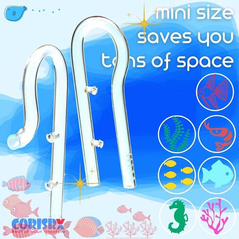 Aquarium Mini Glass Lily Pipe Bar Kit Inflow & Outflow for 12mm Tube Canister Filter - Elegant Design & Perfect Size for Small Fish Tank Filter Accessories, 5 10 15 20 Gallon Fish Tank in Saudi Arabia