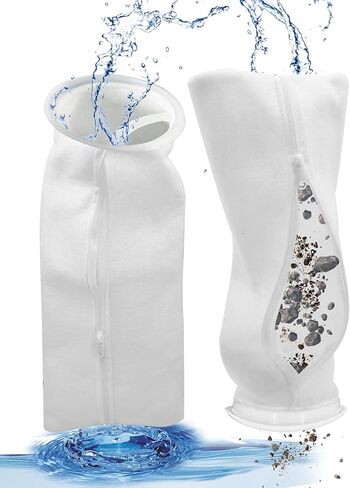 اكياس فلتر حوض السمك - جوارب فلتر حوض السمك 4 × 14 انش بتصميم سحاب - سهلة التنظيف وعالية الجودة 200 ميكرون - ملحقات حوض السمك للمياه المالحة / المياه العذبة عبوة من قطعتين in Kuwait