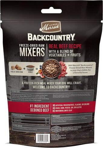 Merrick Backcountry تجميد خلاطات وجبات طعام الكلاب الجافة الخالية من الحبوب الخام المجففة مع اللحوم الحقيقية 12.5 أونصة (عبوة من قطعة واحدة) in Saudi Arabia