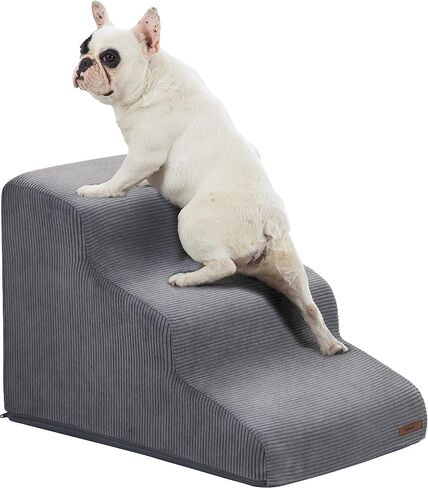 Lesure Dog Stairs for Small Dogs - Dog Ramp for Bed and Couch with CertiPUR-US Certified Foam, Pet Steps with Non-Slip Bottom for Old Cats, Injured Doggies and Puppies, Beige, 2 Steps in Saudi Arabia