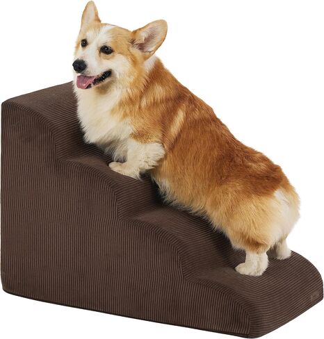 Lesure Dog Stairs for Small Dogs - Dog Ramp for Bed and Couch with CertiPUR-US Certified Foam, Pet Steps with Non-Slip Bottom for Old Cats, Injured Doggies and Puppies, Beige, 2 Steps in Saudi Arabia