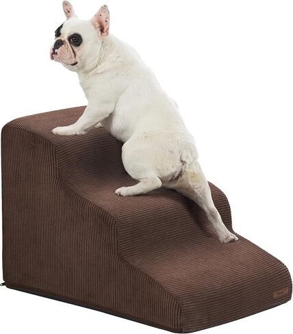 Lesure Dog Stairs for Small Dogs - Dog Ramp for Bed and Couch with CertiPUR-US Certified Foam, Pet Steps with Non-Slip Bottom for Old Cats, Injured Doggies and Puppies, Beige, 2 Steps in Saudi Arabia