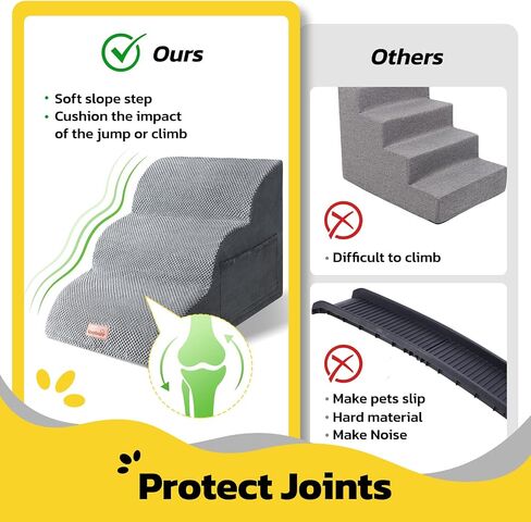 LOOBANI Dog Steps for High Bed - 30 inches High 6 Steps Dog Stairs for Bed, DIY Spliced Sturdy Pet Stairs, Soft Foam Dog Ramp for Small Dog, Injured, Older Pets - Grey 6 Tiers in Saudi Arabia
