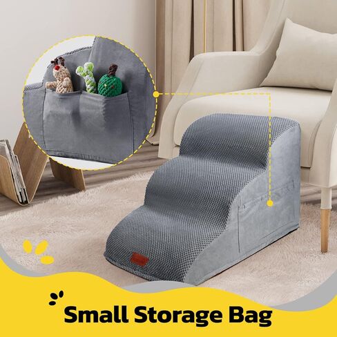 LOOBANI Dog Steps for High Bed - 30 inches High 6 Steps Dog Stairs for Bed, DIY Spliced Sturdy Pet Stairs, Soft Foam Dog Ramp for Small Dog, Injured, Older Pets - Grey 6 Tiers in Saudi Arabia
