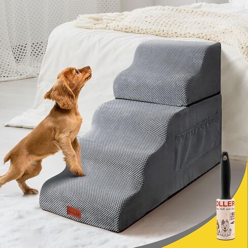 LOOBANI Dog Steps for High Bed - 30 inches High 6 Steps Dog Stairs for Bed, DIY Spliced Sturdy Pet Stairs, Soft Foam Dog Ramp for Small Dog, Injured, Older Pets - Grey 6 Tiers in Saudi Arabia