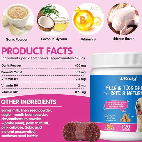 الوقاية من البراغيث والقراد للكلاب، علاجات البراغيث والقراد القابلة للمضغ، 120 قطعة من مكملات التحكم في البراغيث والقراد للكلاب، مضغ البراغيث والقراد للكلاب، حبوب البرغوث الفموية للكلاب (نكهة الدجاج) in Kuwait