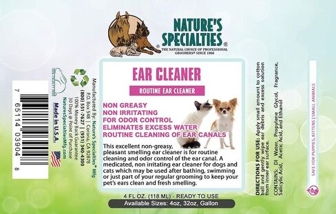 منظف ​​أذن الكلاب من Nature's Specialities، محلول طبي، غير دهني، غير مهيج، مصنوع في الولايات المتحدة الأمريكية، غير سام، 4 أونصات in Saudi Arabia