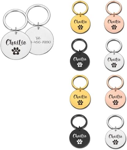 سخونة! علامات تعريف الحيوانات الأليفة المحفورة مجانًا، ملحقات مخصصة طوق كلب أليف، علامات اسم الكلاب الشخصية، علامات تعريف لمكافحة فقدان القط والكلب والجرو (S 20.00 × 20.00 مم، ذهبي) in Kuwait
