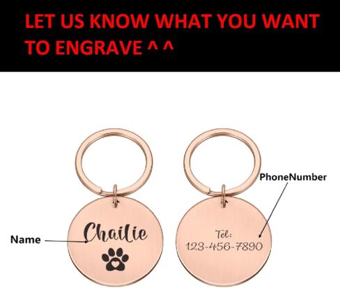 سخونة! علامات تعريف الحيوانات الأليفة المحفورة مجانًا، ملحقات مخصصة طوق كلب أليف، علامات اسم الكلاب الشخصية، علامات تعريف لمكافحة فقدان القط والكلب والجرو (S 20.00 × 20.00 مم، ذهبي) in Kuwait
