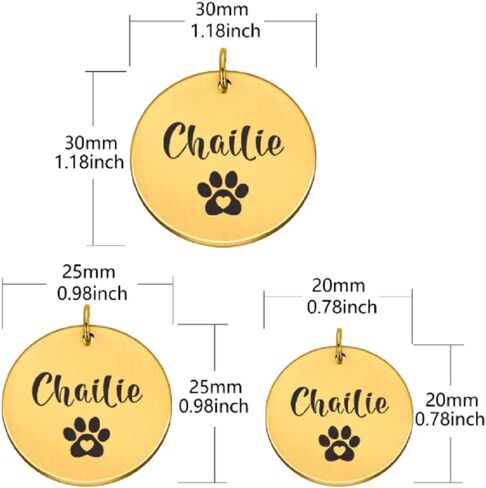 سخونة! علامات تعريف الحيوانات الأليفة المحفورة مجانًا، ملحقات مخصصة طوق كلب أليف، علامات اسم الكلاب الشخصية، علامات تعريف لمكافحة فقدان القط والكلب والجرو (S 20.00 × 20.00 مم، ذهبي) in Kuwait