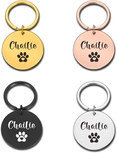 سخونة! علامات تعريف الحيوانات الأليفة المحفورة مجانًا، ملحقات مخصصة طوق كلب أليف، علامات اسم الكلاب الشخصية، علامات تعريف لمكافحة فقدان القط والكلب والجرو (S 20.00 × 20.00 مم، ذهبي) in Kuwait